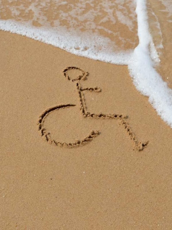 Disabled symbol at the beach